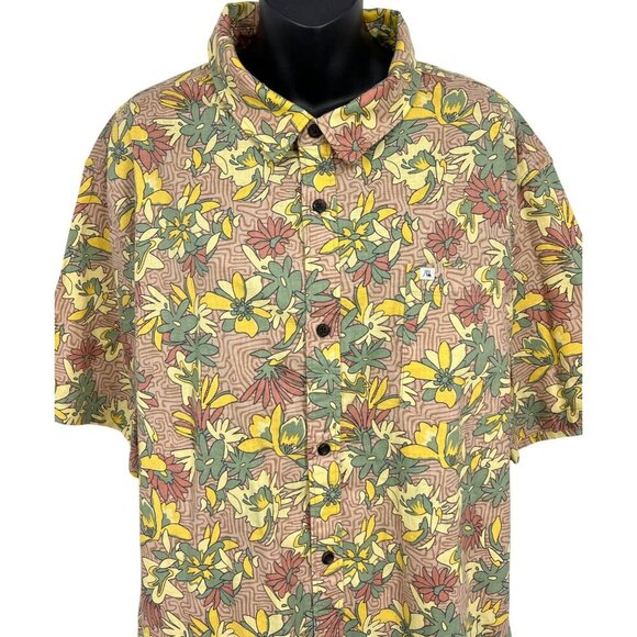 Quiksilver Mens XXL Tropical Floral Shirt Regular Fit 54% Hemp 44% Cotton Short - Picture 2 of 10